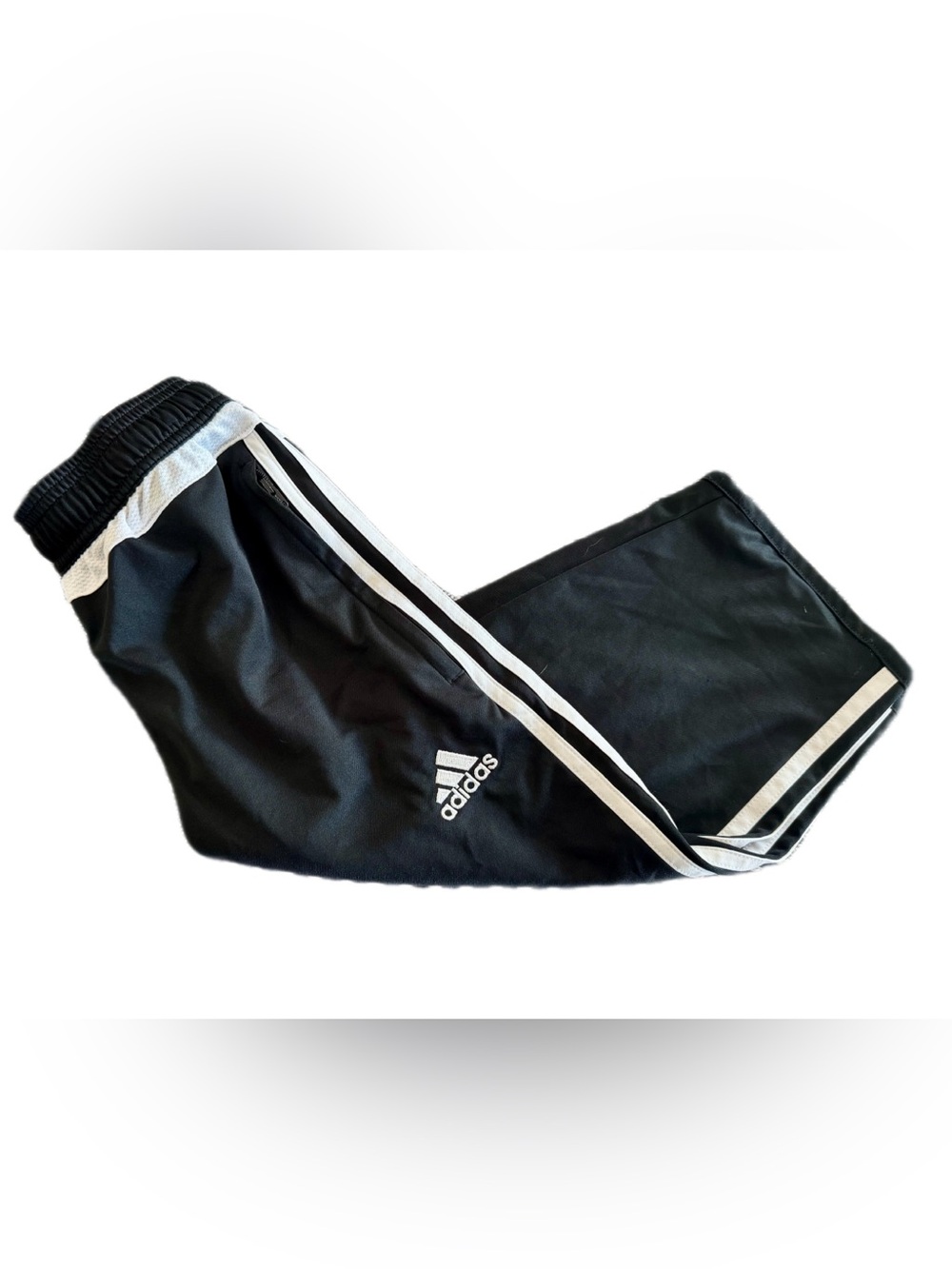 Adidas Kids Medium Black 3/4 Sweatpants with White Accents